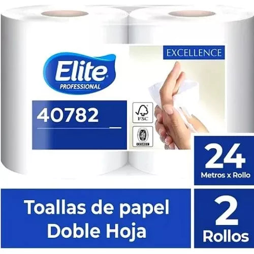 Toalla De Papel Doble Hoja 24m 2 Rollos Elite