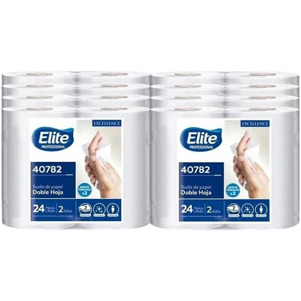 Toalla De Papel Doble Hoja 24m 16 Rollos Elite