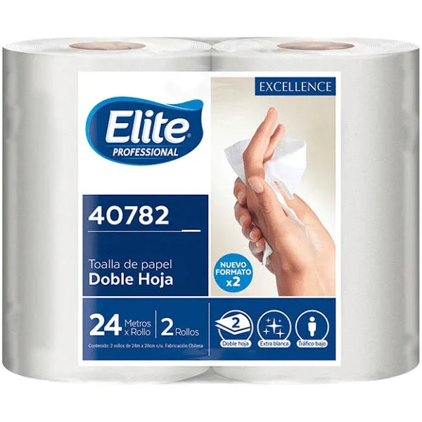 Toalla De Papel Doble Hoja 24m 2 Rollos Elite