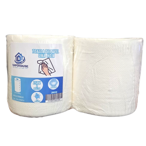 Toalla De Papel Una Hoja Autocorte 250m 2 Rollos (102125) Vapohouse