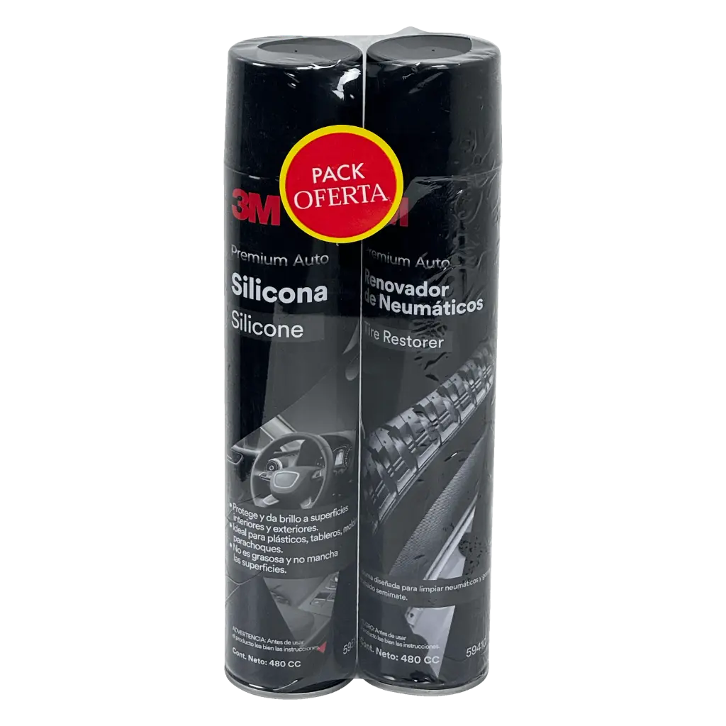 Pack Silicona Spray + Renovador De Neumaticos Spray 480cc 3M