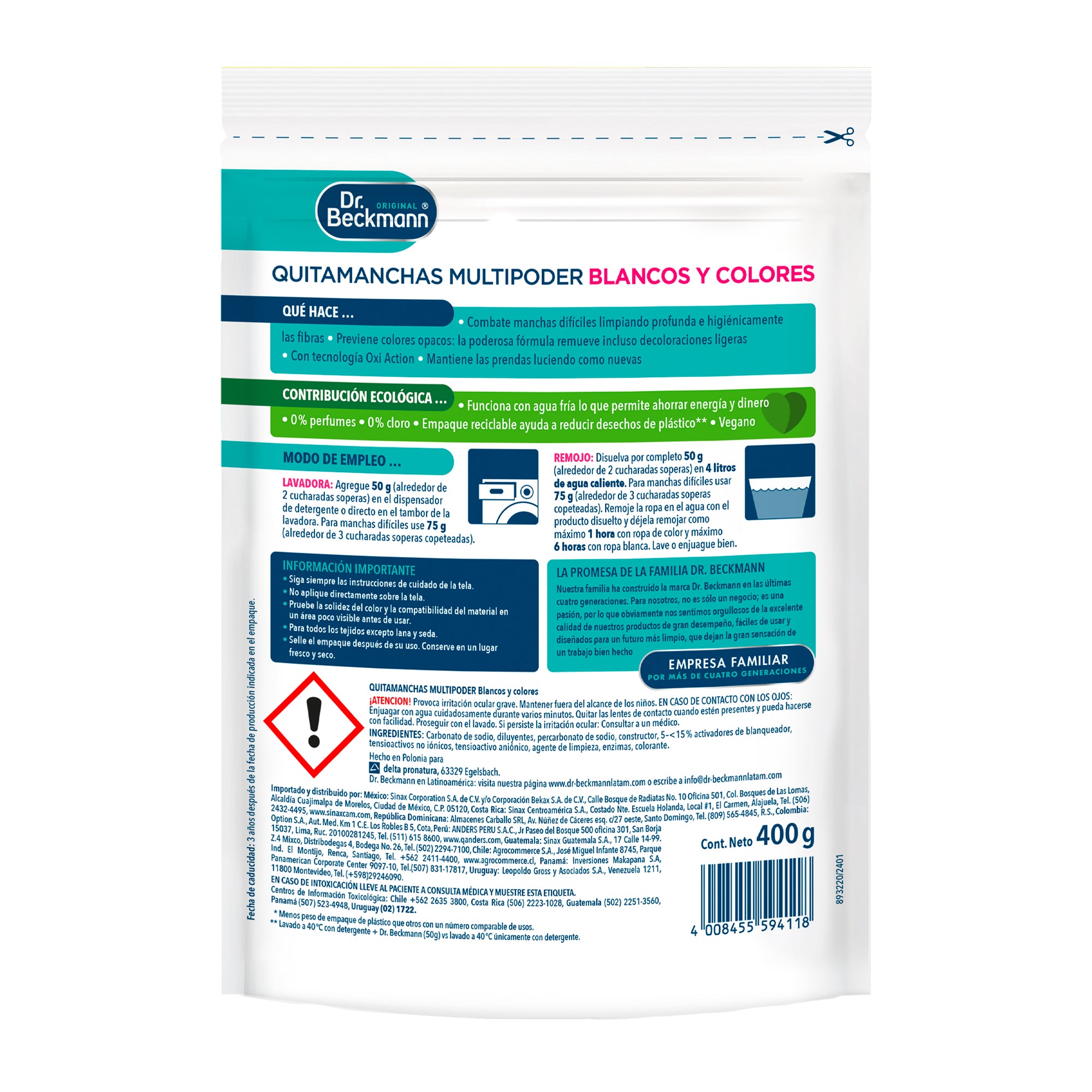 Quitamanchas Multiuso En Polvo 400g 1u Dr.Beckmann