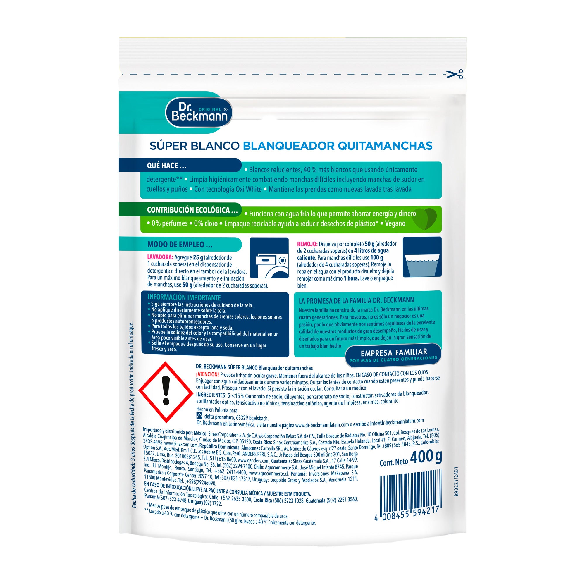 Quitamanchas Super Blanco En Polvo 400g 1u Dr.Beckmann