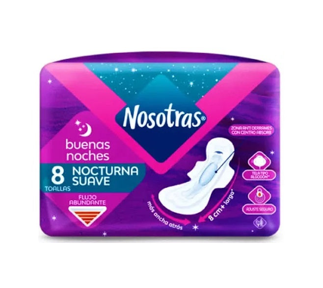 Toallas Femeninas Buenas Noches Nocturna Flujo Abundante 8u Nosotras