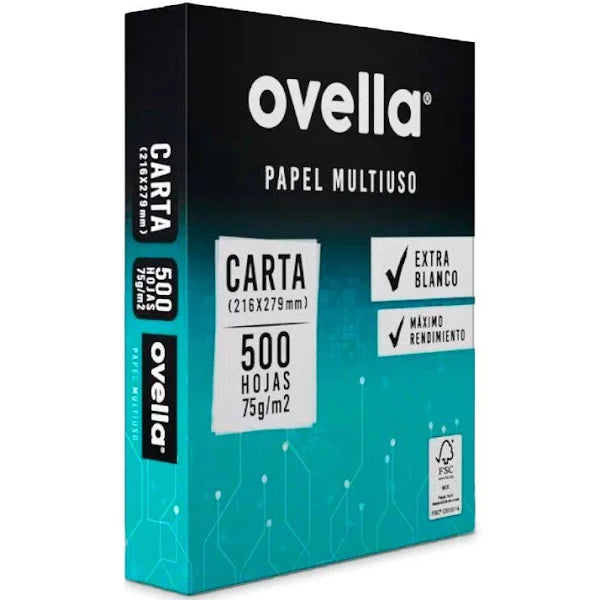 Papel Fotocopia Multiproposito Tamaño Carta 500 Hojas Ovella