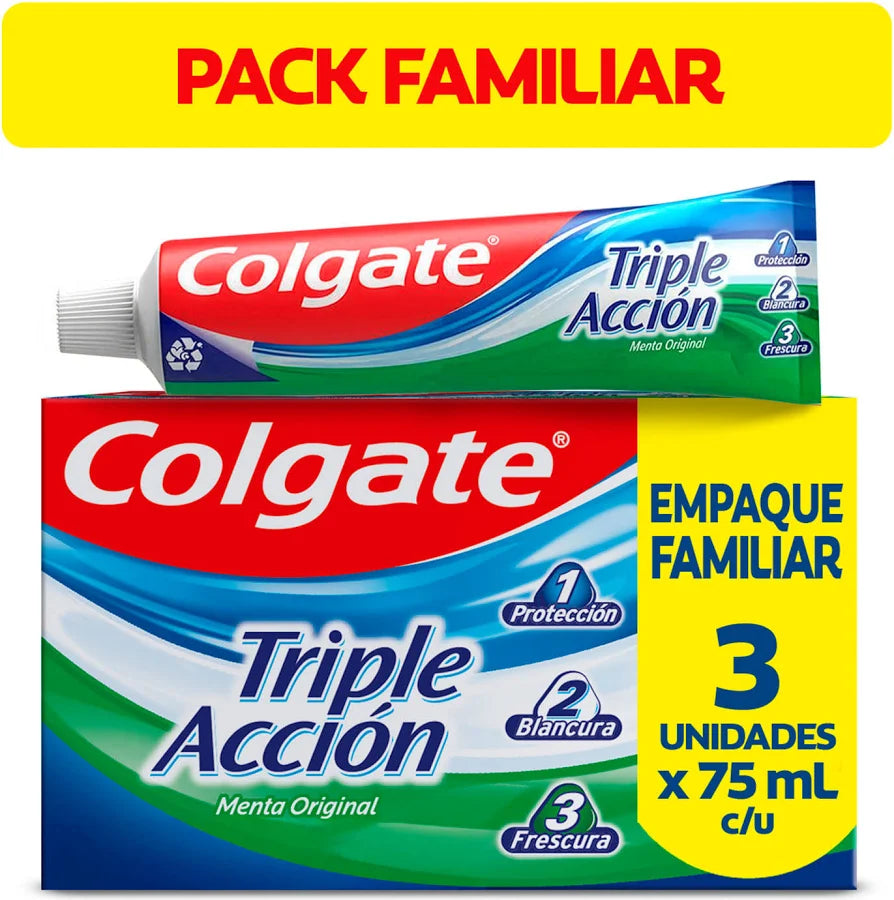 Pack 3 Pasta Dental Triple Acción 75g Colgate