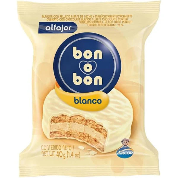 Alfajor Bon O Bon Chocolate Blanco 40g 1un Arcor