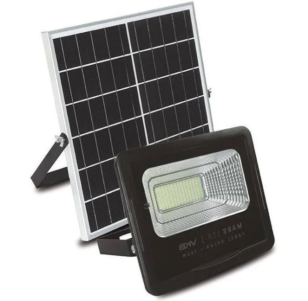 Reflector Led 40W Negro Con Panel Solar 6500k Luz Blanca VKB