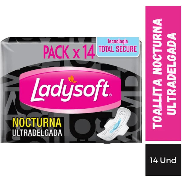 Toallas Femeninas Nocturna Ultra Delgada 14u Ladysoft