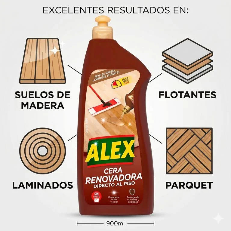 Cera Renovadora Pisos Madera Esencia De Naranja 750cc Alex