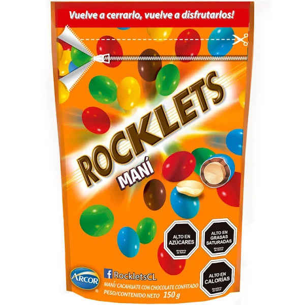 Chocolate Confitado Rocklets Mani 150g 1un Arcor