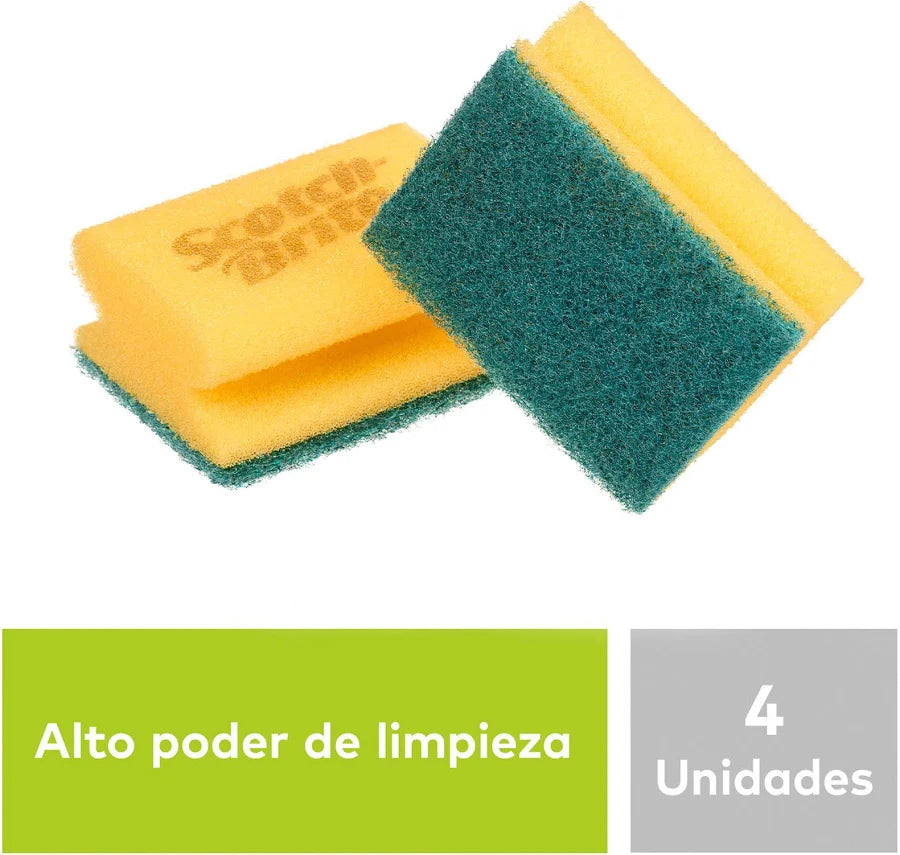 Esponja Lisa Limpieza Pesada Clasica 4u Scotch Brite