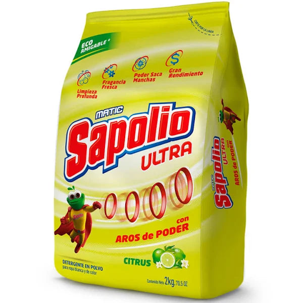 Detergente Polvo Con Aros De Poder Citrus 2k Sapolio