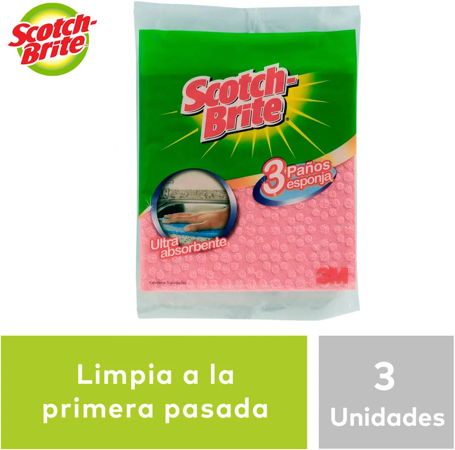 Paño Esponja Multiuso Ultra Absorbente 3u Scotch Brite
