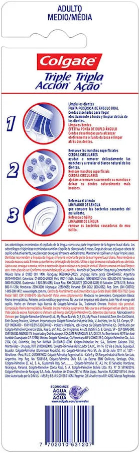 Cepillo de Dientes Triple Acción Medio 2u Colgate