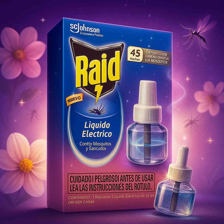Repuesto Líquido Insecticida Contra Mosquitos y Zancudos 45 Noches Raid