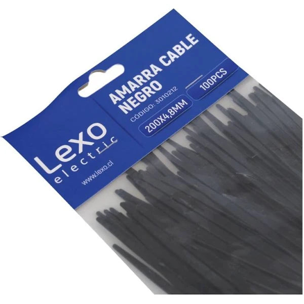 Amarra Cables 200 x 4.8mm Negro 100u Lexo