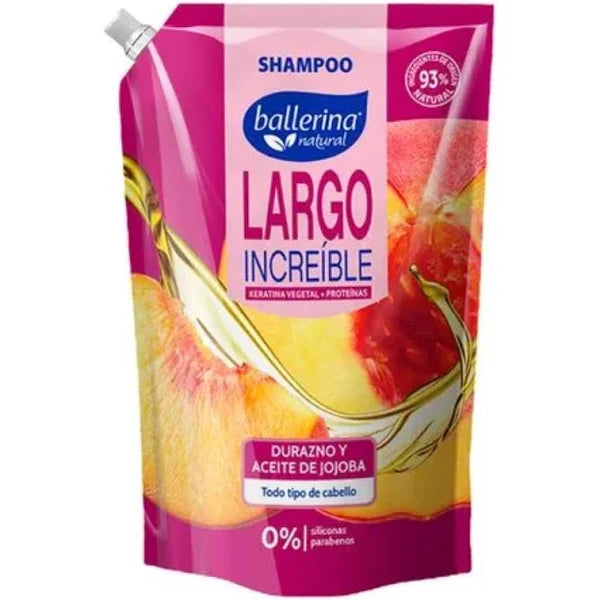 Shampoo Largo Increible Durazno y Aceite De Jojoba 750ml Ballerina