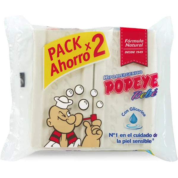 Jabón en Barra Extra Blanco Bebe Pack 2 170g Popeye