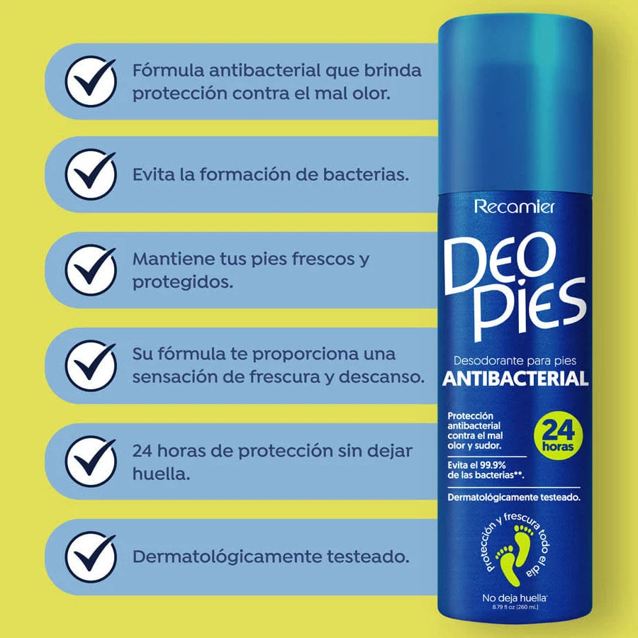 Talco Para Pies Recamier Antibacterial Spray 260ml Deo Pies