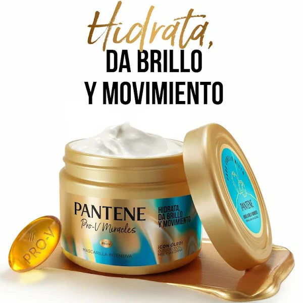 Mascarilla Intensiva Pro V Miracles Hidrata, Da Brillo y Movimiento 300ml Pantene