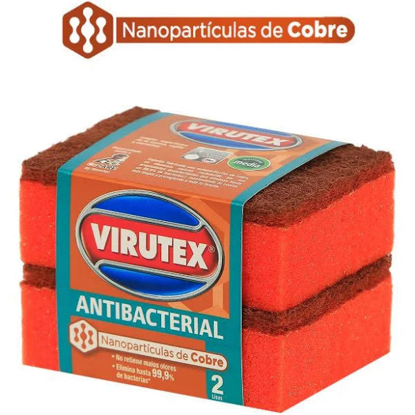 Esponja Acanalada Antibacterial Cobre 2u Virutex