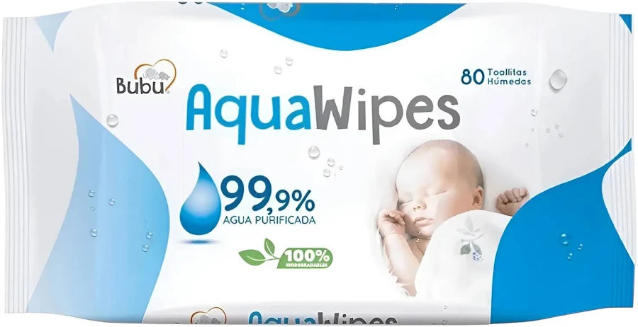 Toallitas Húmedas Biodegradable Aquawipes 80u Bubu