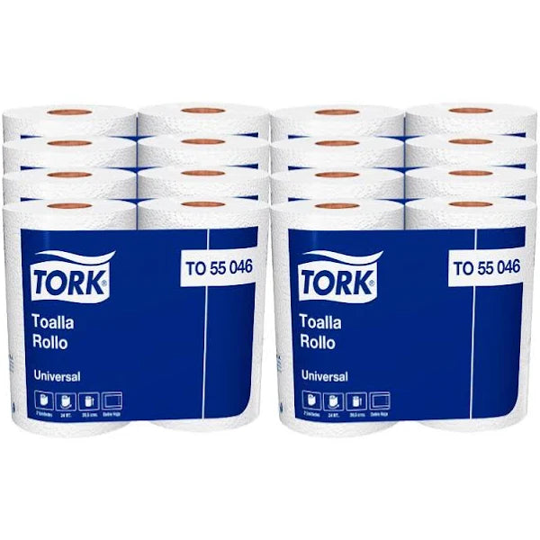 Toalla De Papel Doble Hoja 24m 16 Rollos Tork (55046)