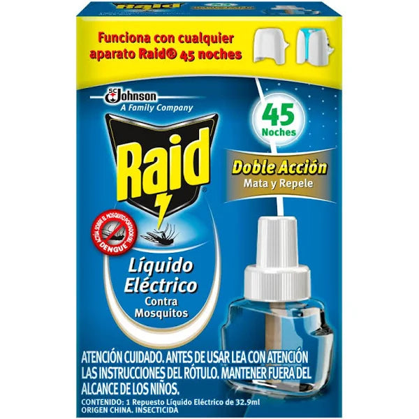 Repuesto Líquido Insecticida Protección Contra Zancudos 45 Noches Raid
