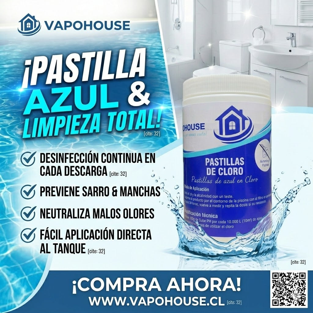 Pastillas De Cloro Para Inodoro Azul 40g 25u 1k Vapohouse