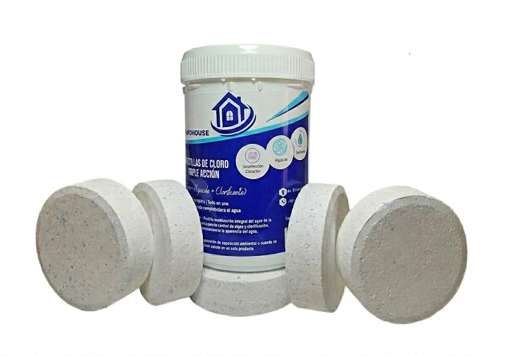 Pastillas De Cloro Triple Accion  Para Piscina 1k Vapohouse