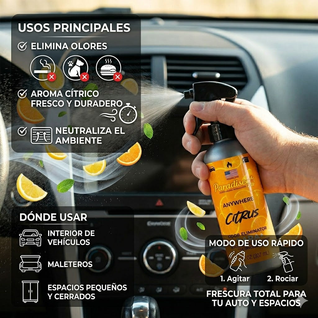 Aromatizante Para Autos Air Anywhere Odor Citrus 207ml (10012PK40) Paradise