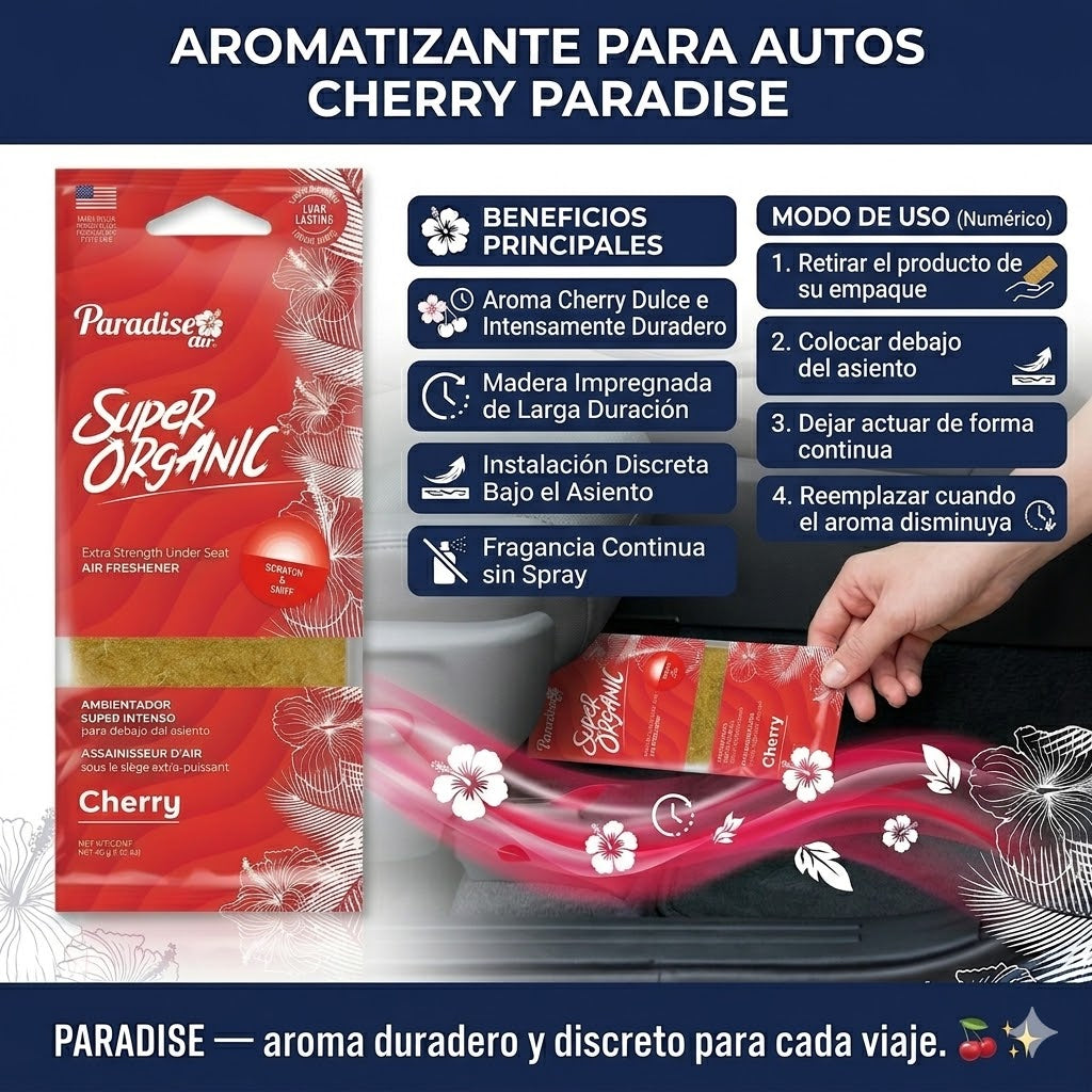 Aromatizante Para Autos Super Organic Air Freshener Cherry 1u (6001PK72) Paradise
