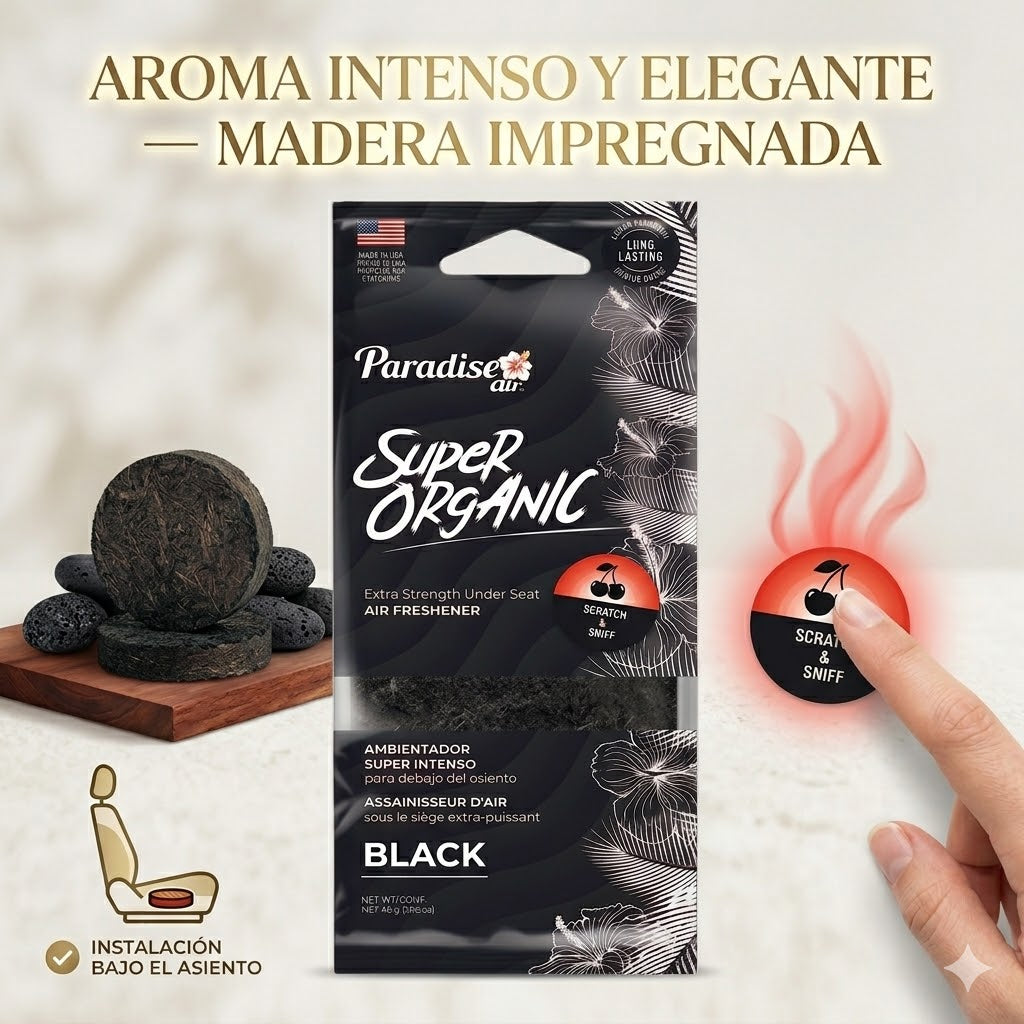 Aromatizante Para Autos Super Organic Air Freshener Black 1u (6003PK72) Paradise