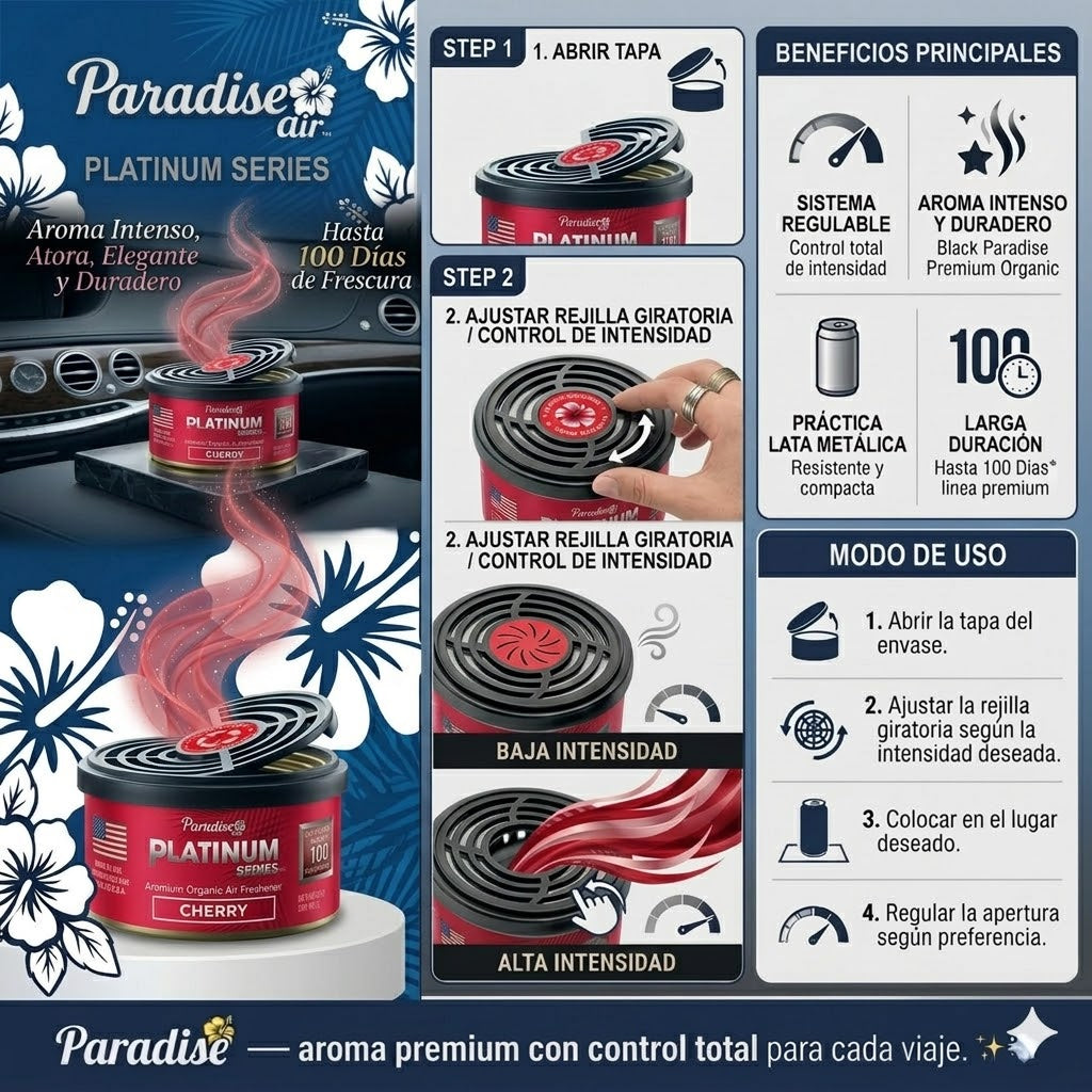 Aromatizante Para Autos Series Organic  Platinum Air Cherry 1u (12001) Paradise
